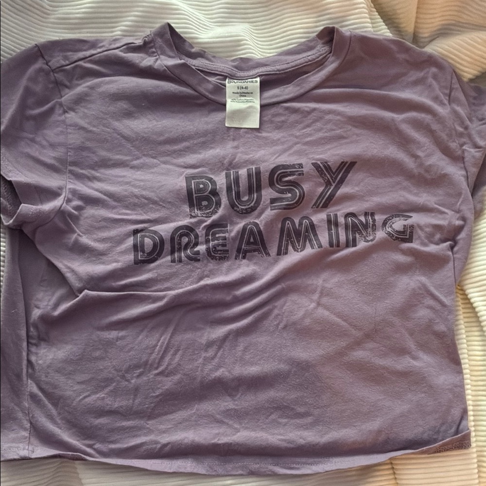 No Boundaries Purple Graphic Crop Tee Short Sleeve